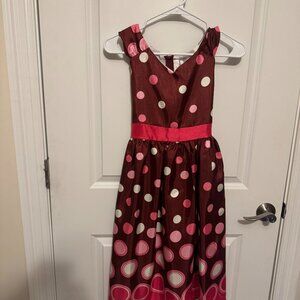 Rare Editions girls size 16 sleeveless maroon dotted dress